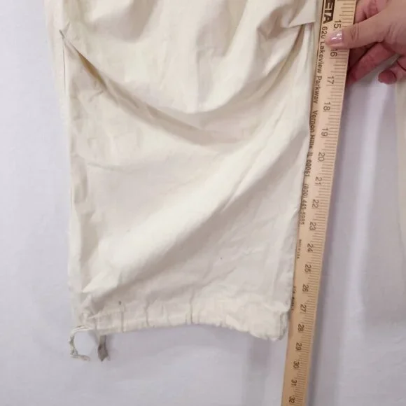 Jaded London Ecru Parachute Cargo Pants Size Small Baggie 30" Elastic Waist - Picture 6 of 15